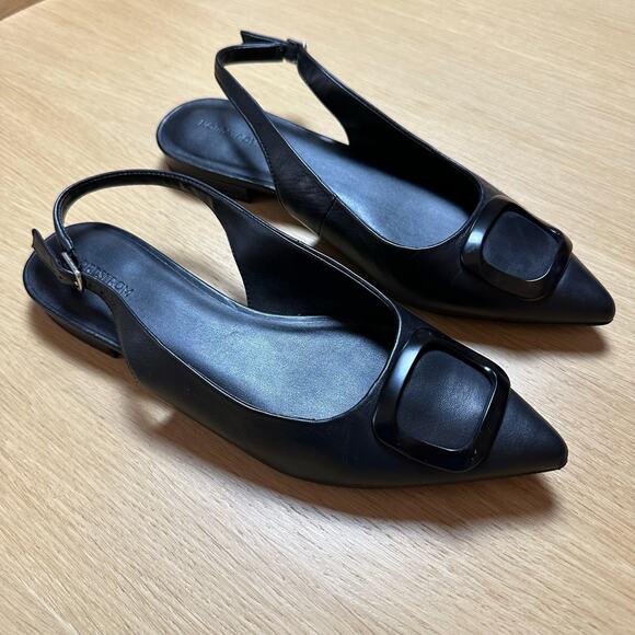 Nordstrom Shoes - Nordstrom | Size 8 Becca Pointed Toe Slingback Flat in Black Y2K Leather Buckle